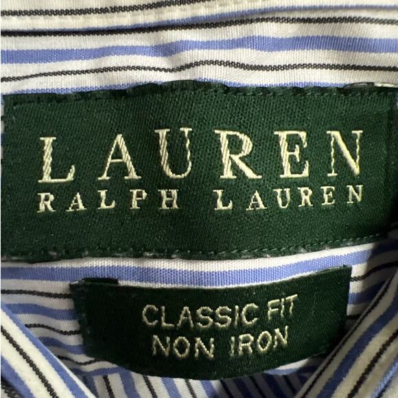 Lauren Ralph Lauren Mens Striped Classic Fit Non-Iron Button-Down Shirt Size 17 - Picture 4 of 6